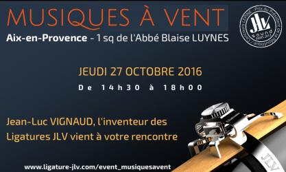 Thursday, 27 October 2016 from 14h30 to 18h00, the inventor of JLV ligatures comes meet you at Musiques à Vent in Luynes