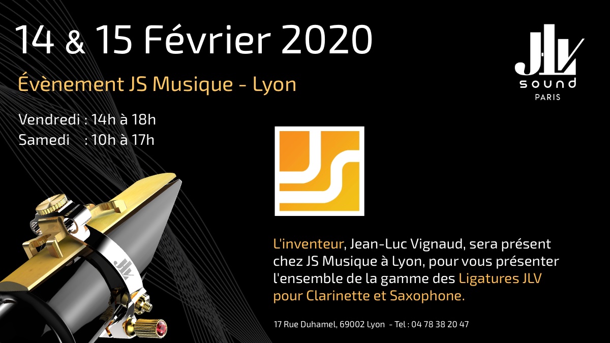 14 et 15 février 2020 chez JS Musique découvrez la gamme des Ligatures JLV pour clarinette et saxophone