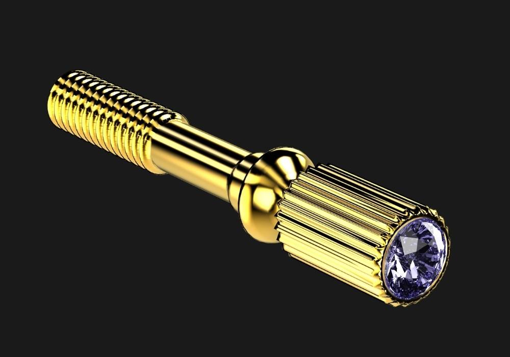 JLV clamping screw gold plated with sapphire Swarovski rhinestones