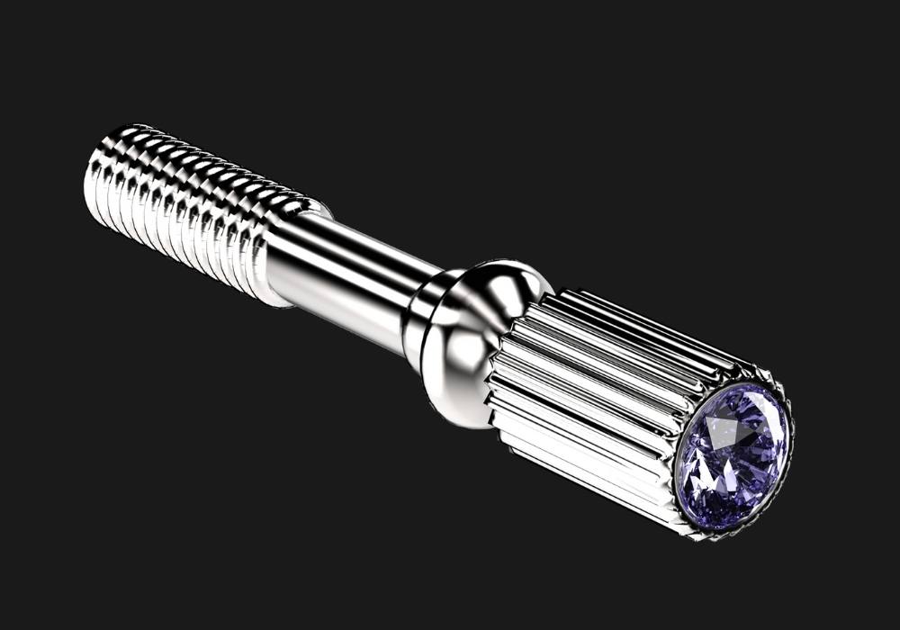 Silver-plated JLV clamping screw with Swarovski Sapphire Strass